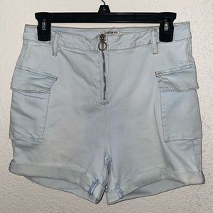 High rise denim shorts